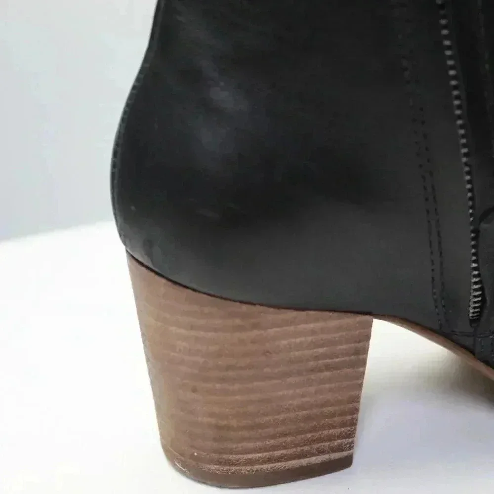 madewell black stacked heel booties 7